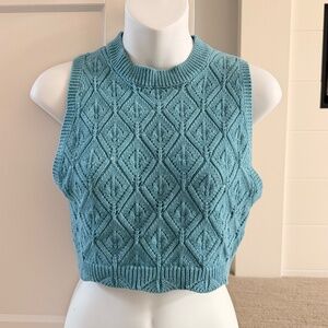 MISA Los Angeles Beautiful Patterned Knit Crop Sweater Vest Sz M NEW